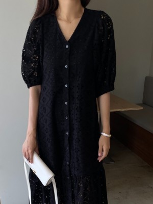 Eyelet button dress