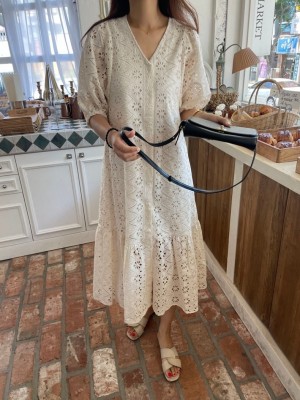 Eyelet button dress