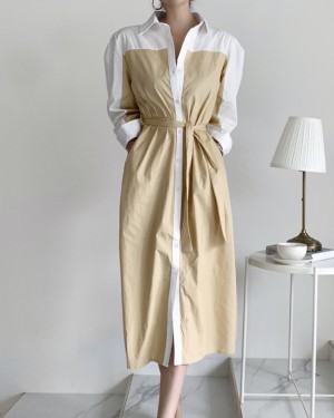 Colorblock button dress