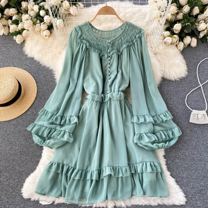 Bell sleeve ruffle tunic