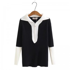 LM+  Knit zipper blouse
