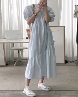 Puff sleeve casual dress