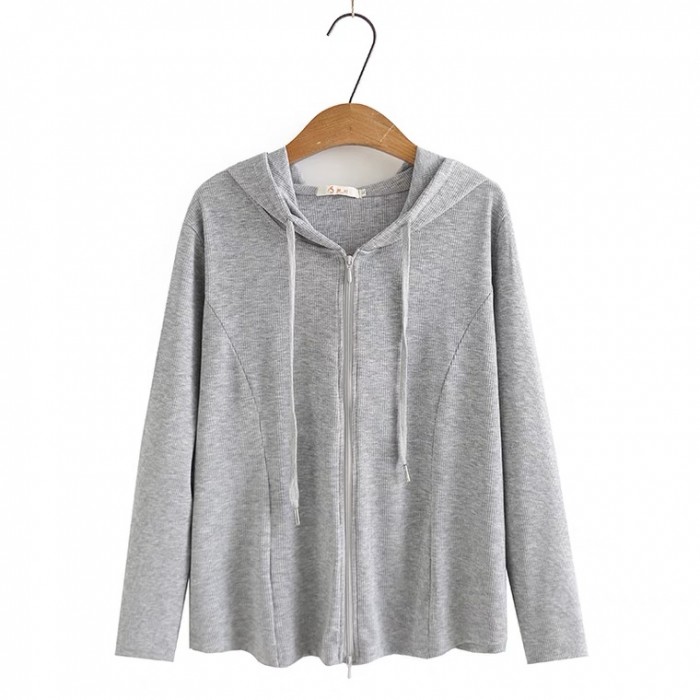 LM+ Zipper hoodie blouse