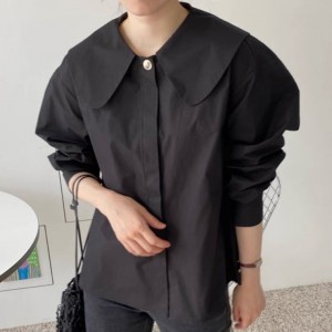 Pan collar blouse with pleated back