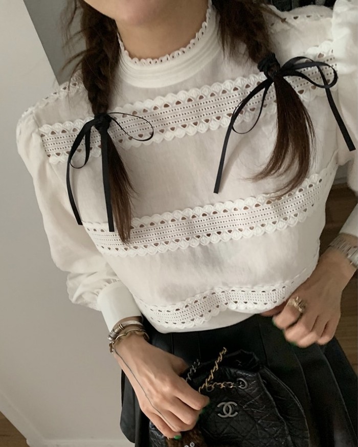 Crotchet lace panel blouse
