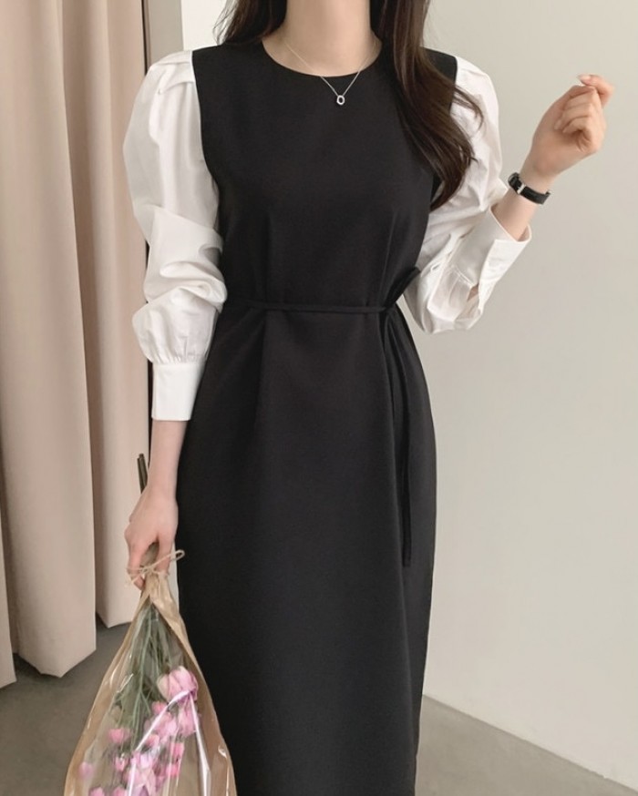 Combination contrast dress