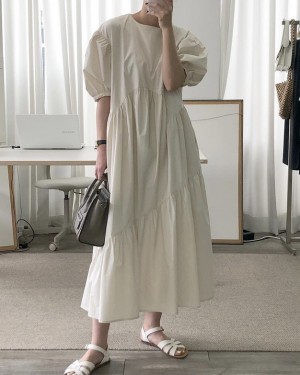 Puff sleeve casual dress