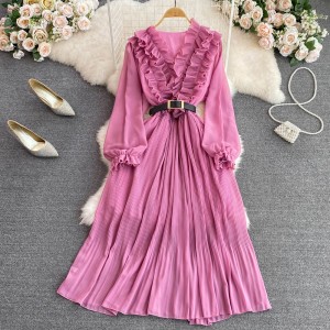 Ruffle neckline dress