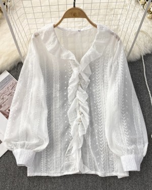 Sheer embroidered blouse