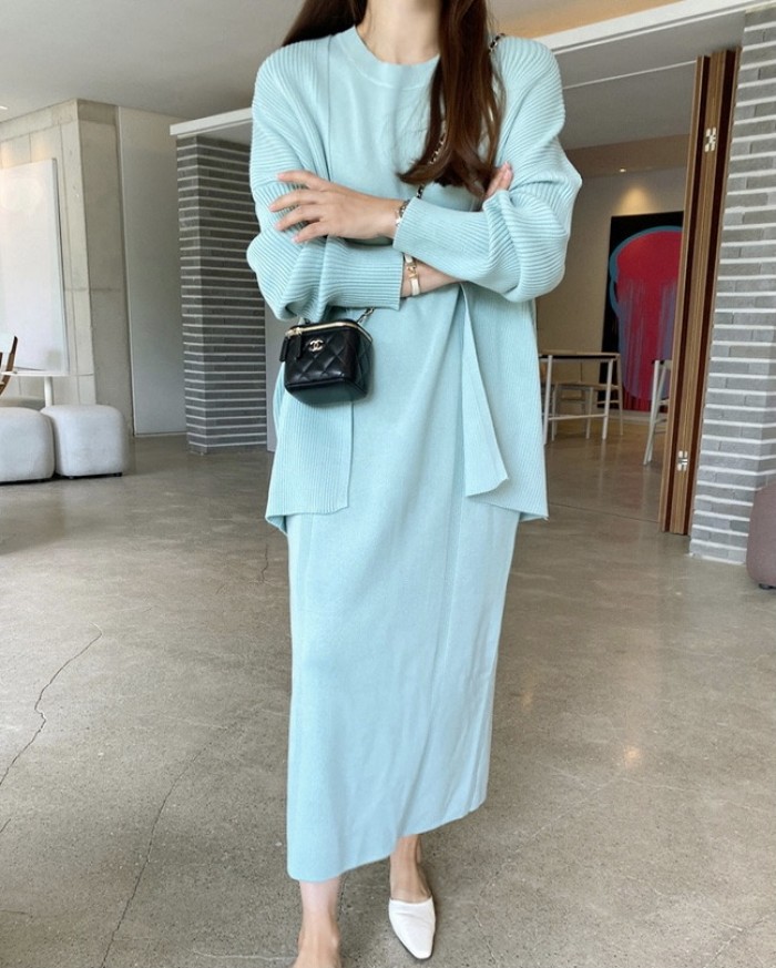 Knit Cardigan with Inner Dress