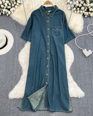 Denim button dress