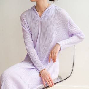 Pleated hoodie dress