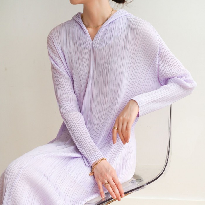 Pleated hoodie dress