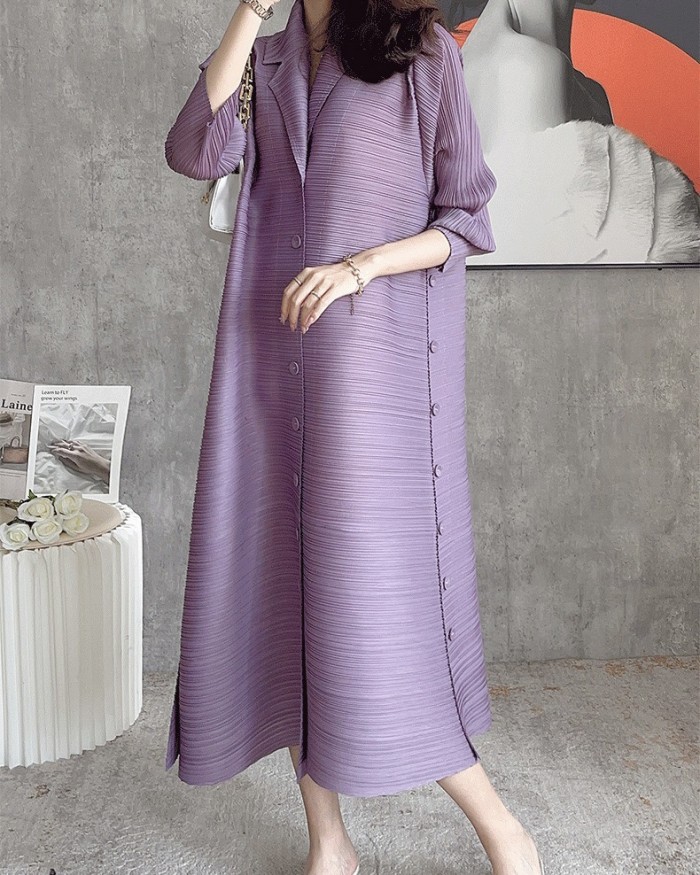 Pleated  button tunic dress