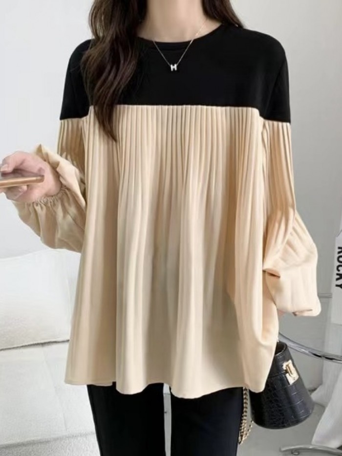Combination pleated blouse