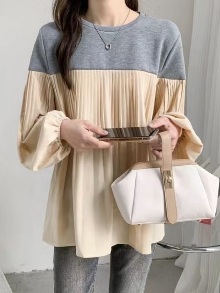 Combination pleated blouse