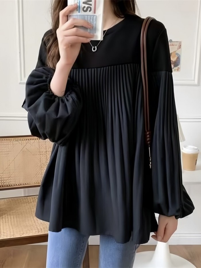 Combination pleated blouse