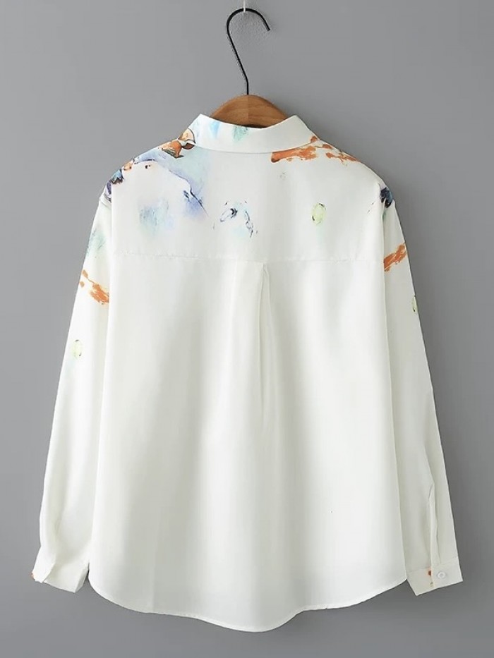 LM+  watercolor motif blouse