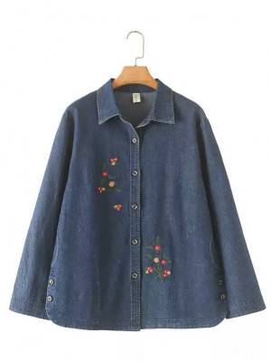 LM+  embroidered denim blouse