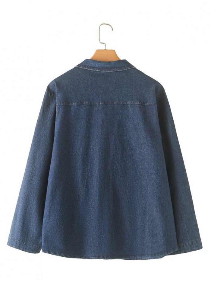 LM+  embroidered denim blouse