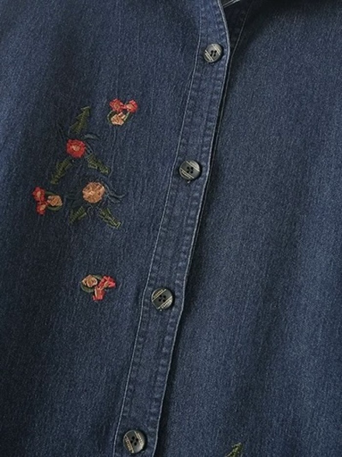 LM+  embroidered denim blouse
