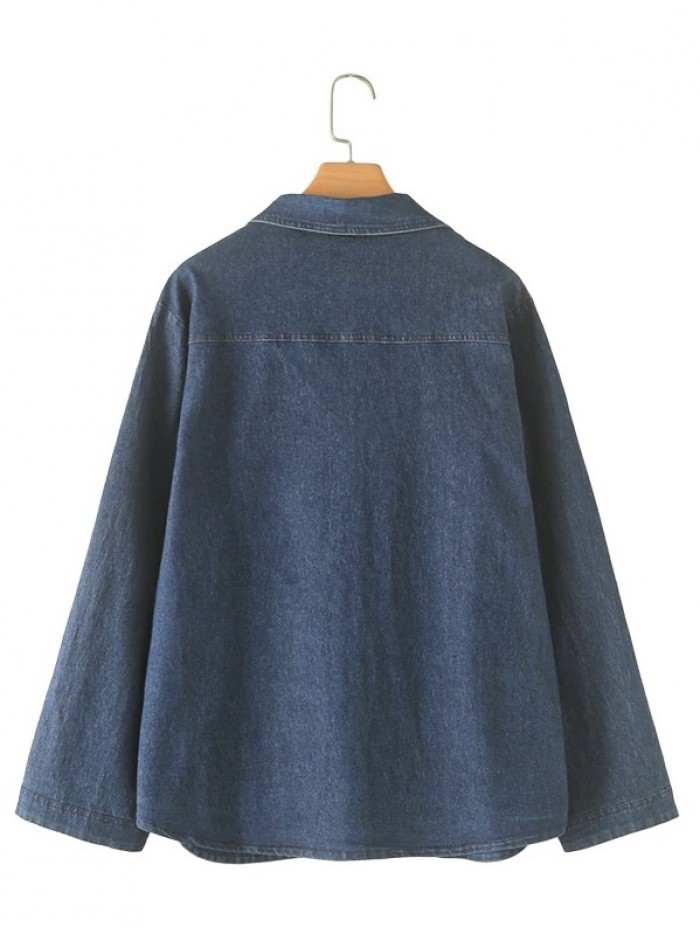 LM+  embroidered denim blouse
