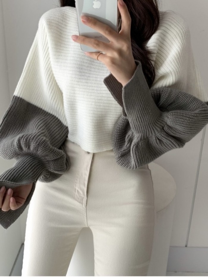 Boatneck short knit pullover