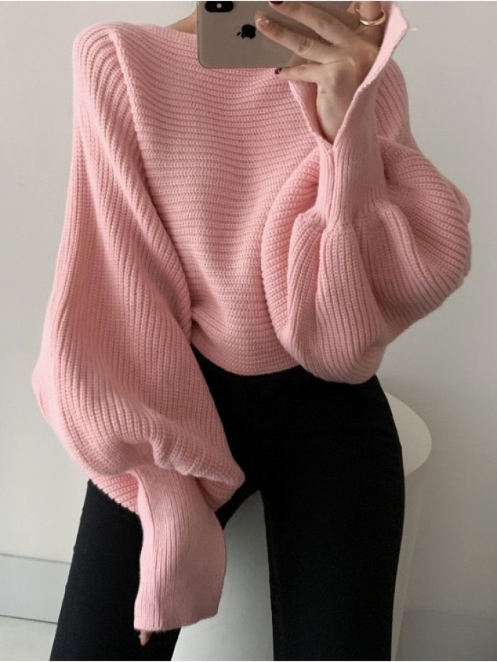 Boatneck short knit pullover