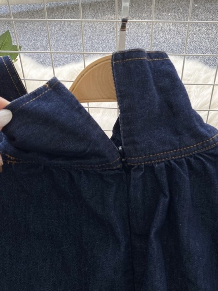 Scarf tie denim blouse