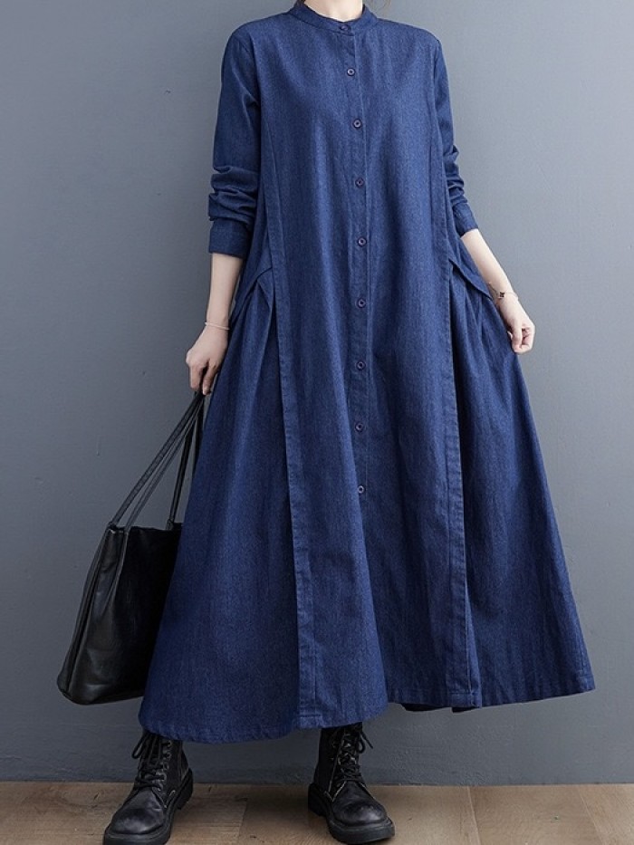 Denim dress with pockets