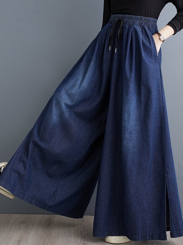LM+ denim palazzo pants