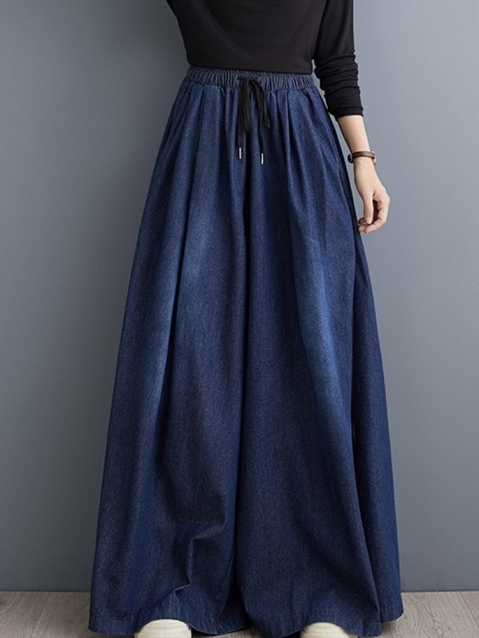 LM+ denim palazzo pants
