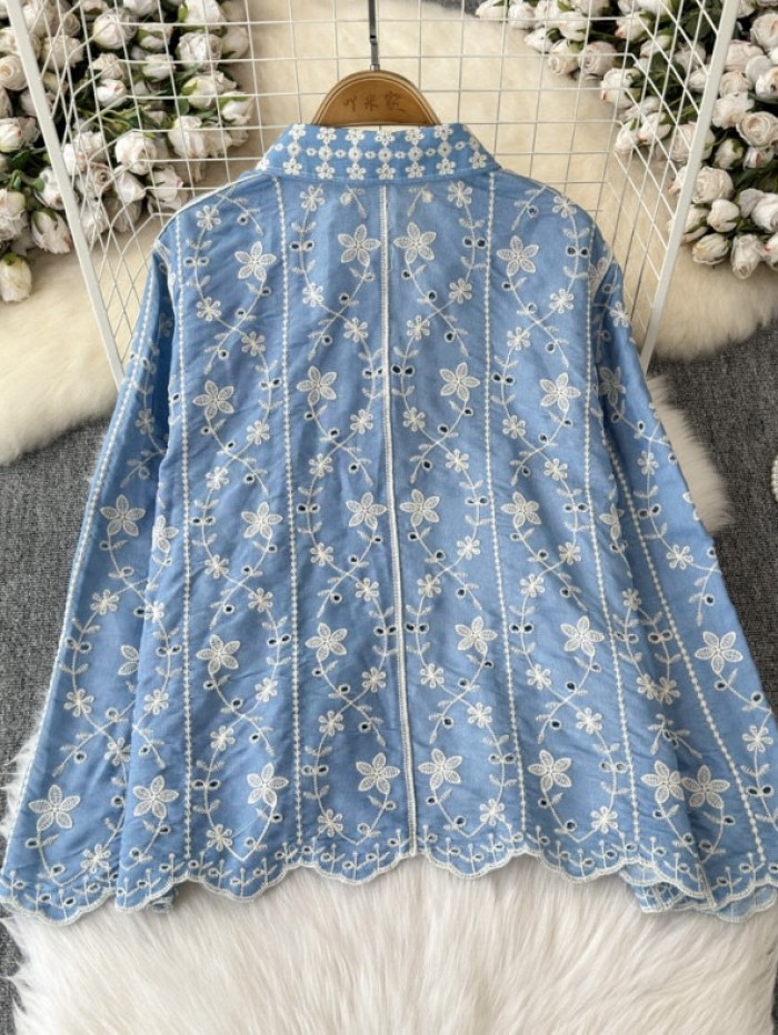 Flower broderie eyelet blouse