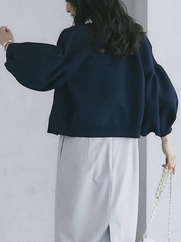 Puff sleeve knit cardigan