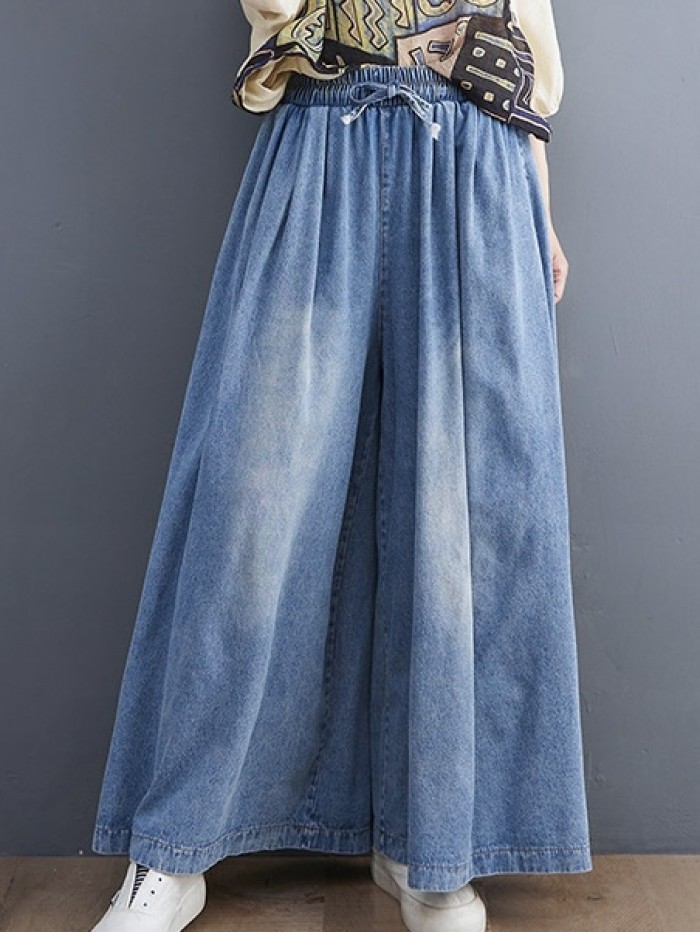 LM+ denim palazzo pants