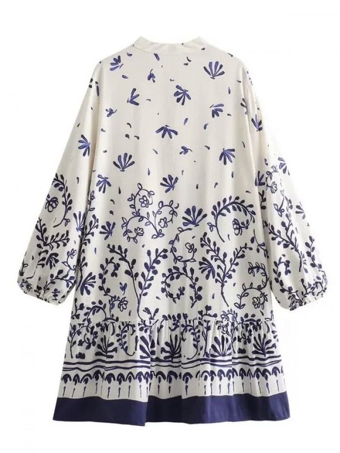 Floral motif tunic dress