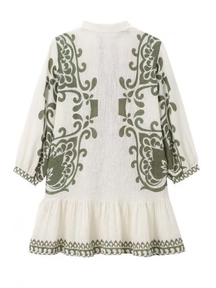 Baroque motif tunic dress