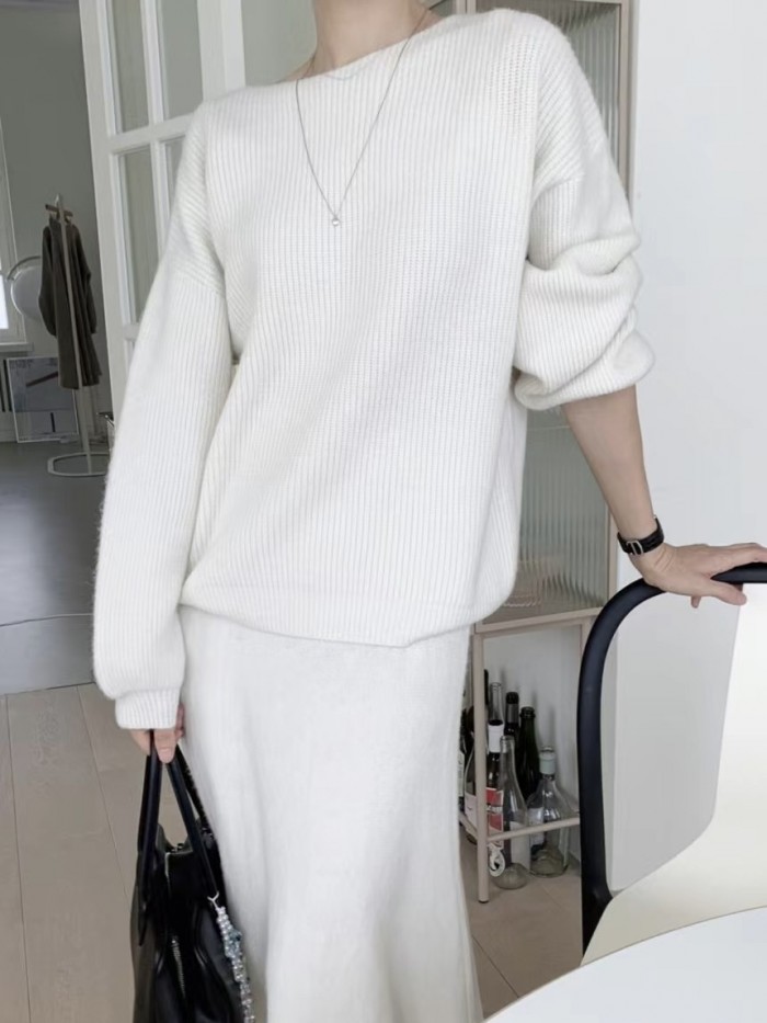 Knit pullover and skirt set