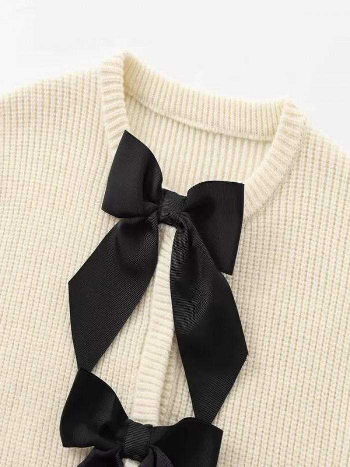 Bow detail knit cardigan