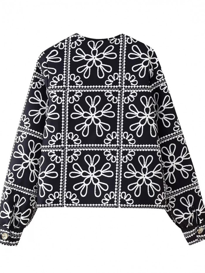 Floral motif cardigan