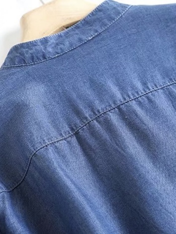 Embroidery motif denim blouse