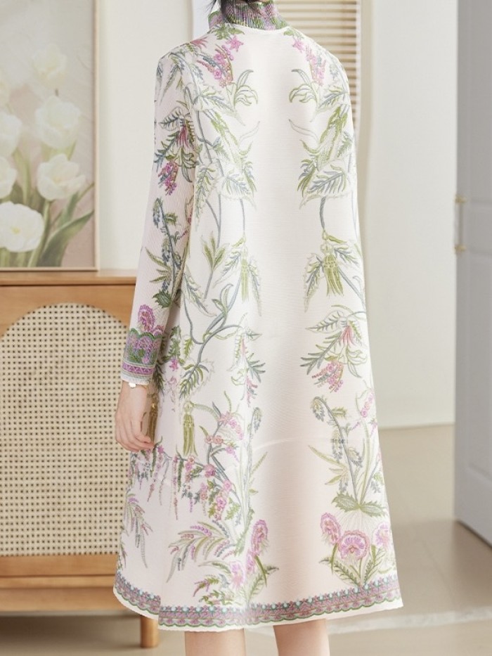 Pleated floral reflection tunic