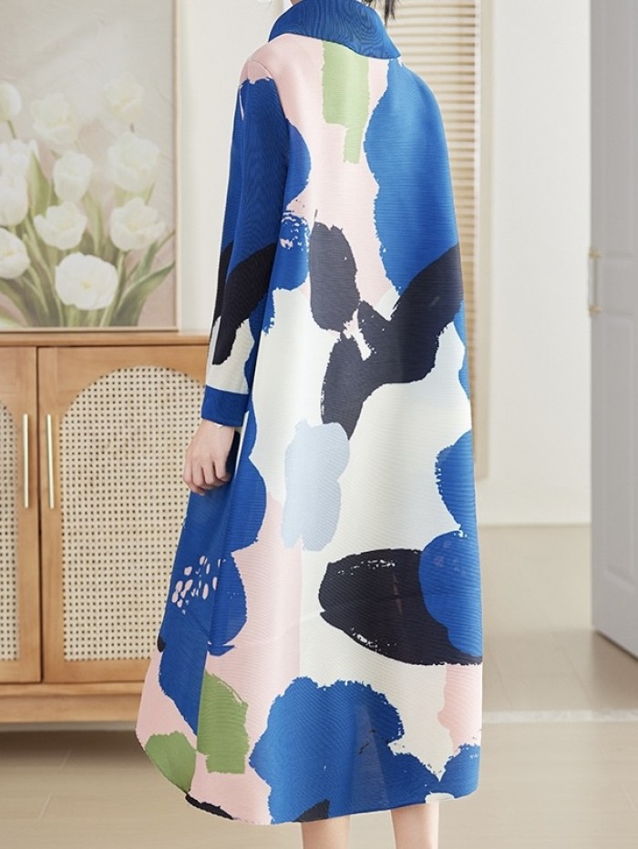 Pleated abstract motif tunic