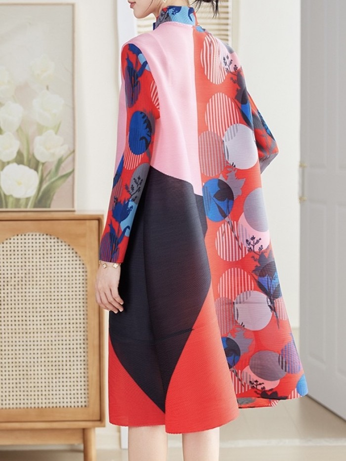 Pleated abstract motif tunic