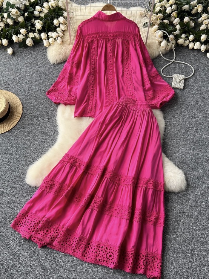 Lace blouse and skirt set