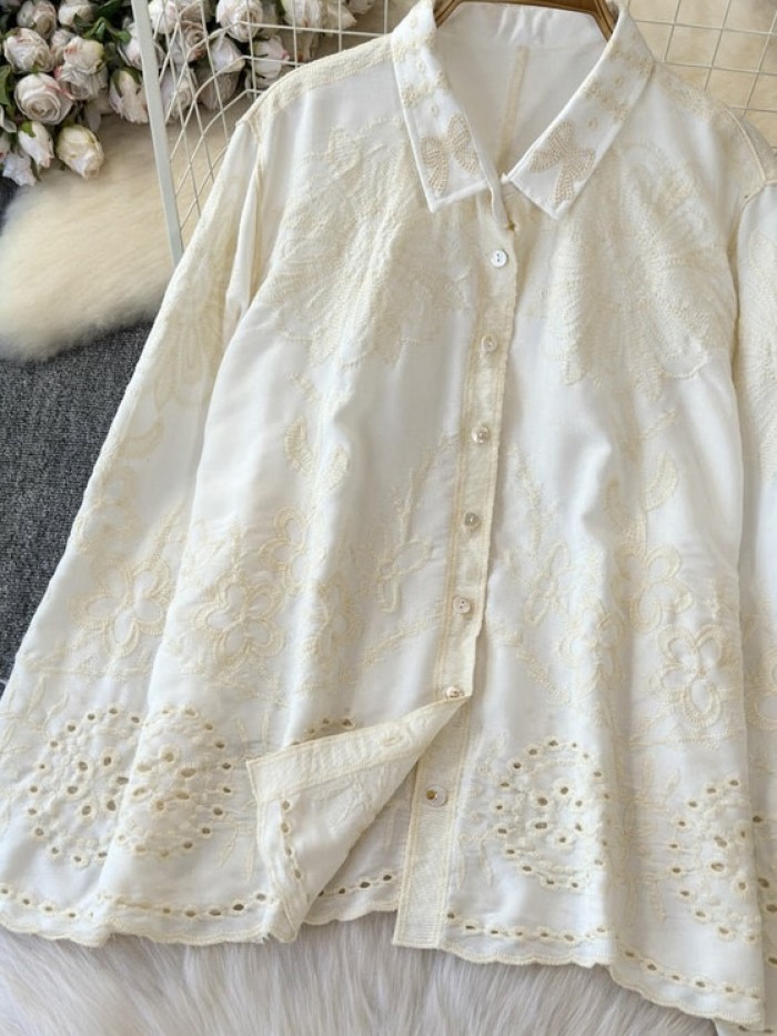 Flower broderie eyelet blouse