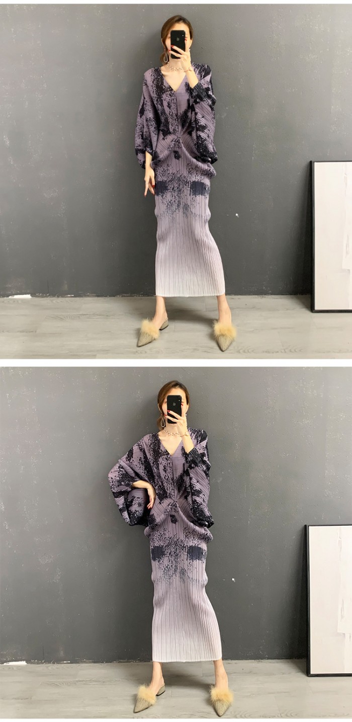 [PREMIUM] Watercolor Pleated Dress