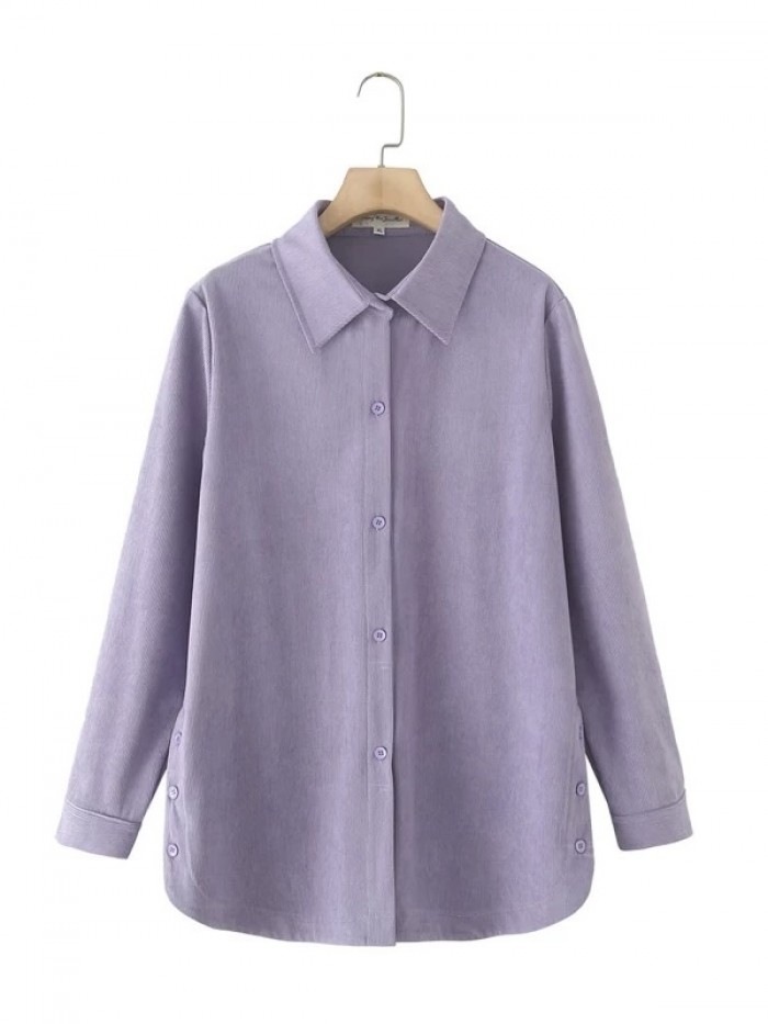 LM+  corduroy button blouse