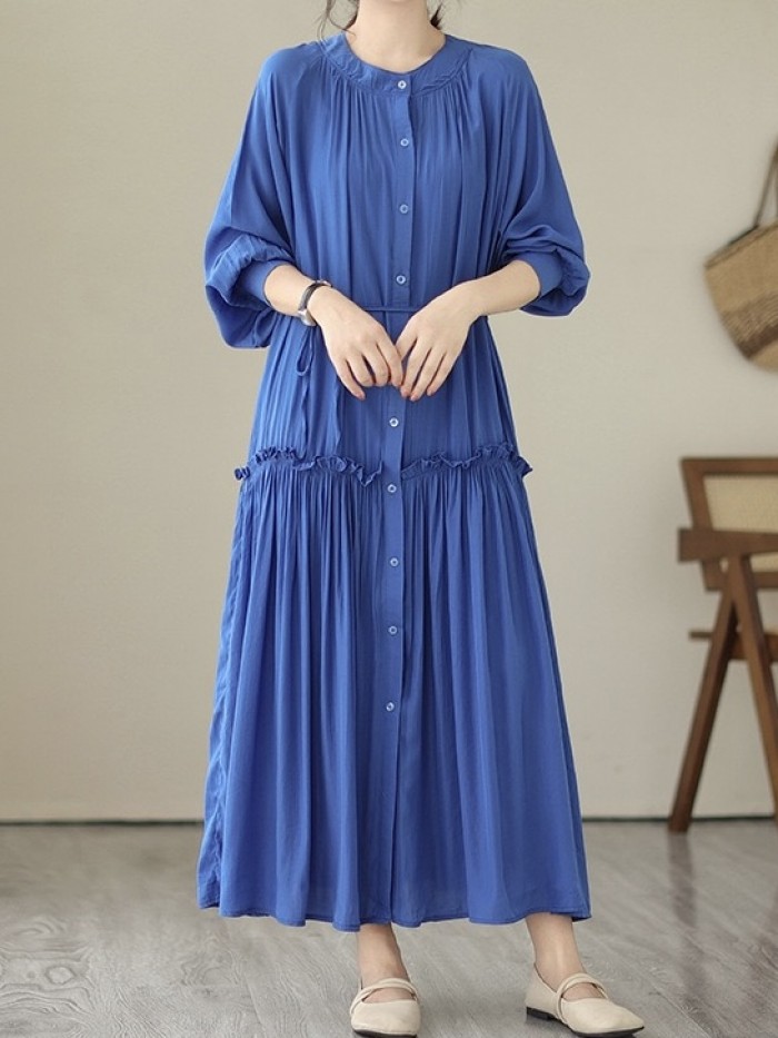 Long button dress