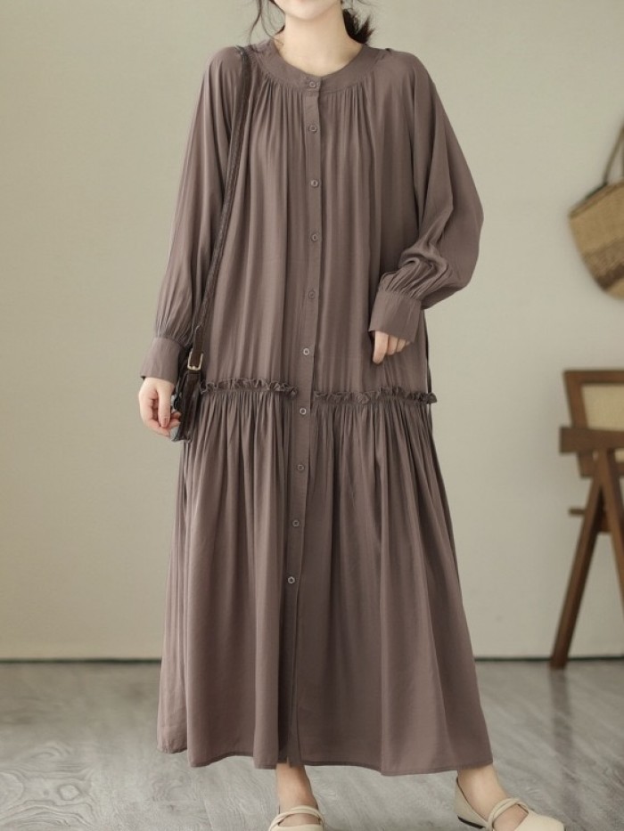 Long button dress